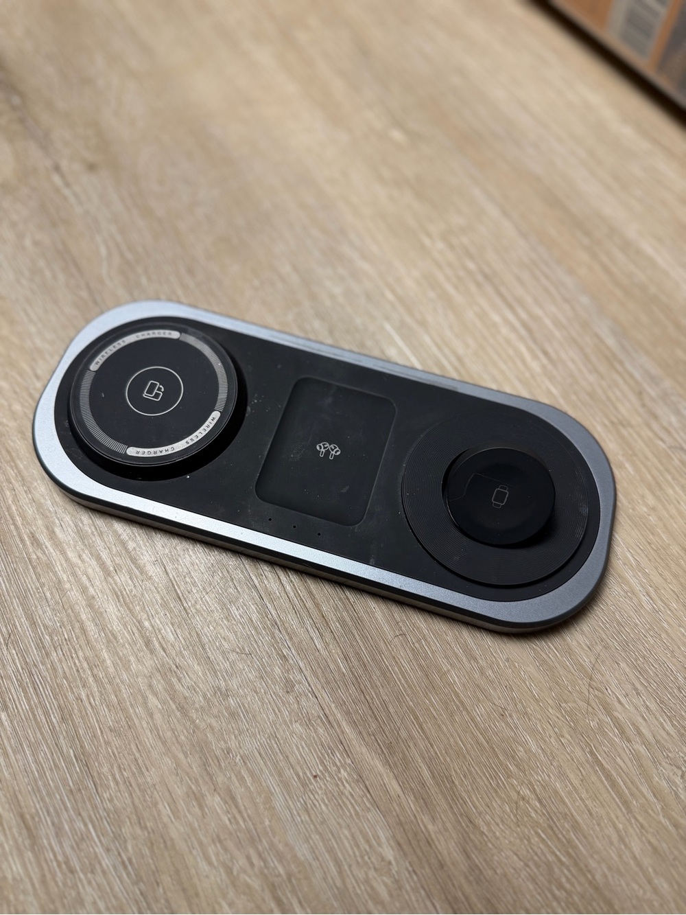 3-in-1 Wireless Charging Pad - Black & Silver